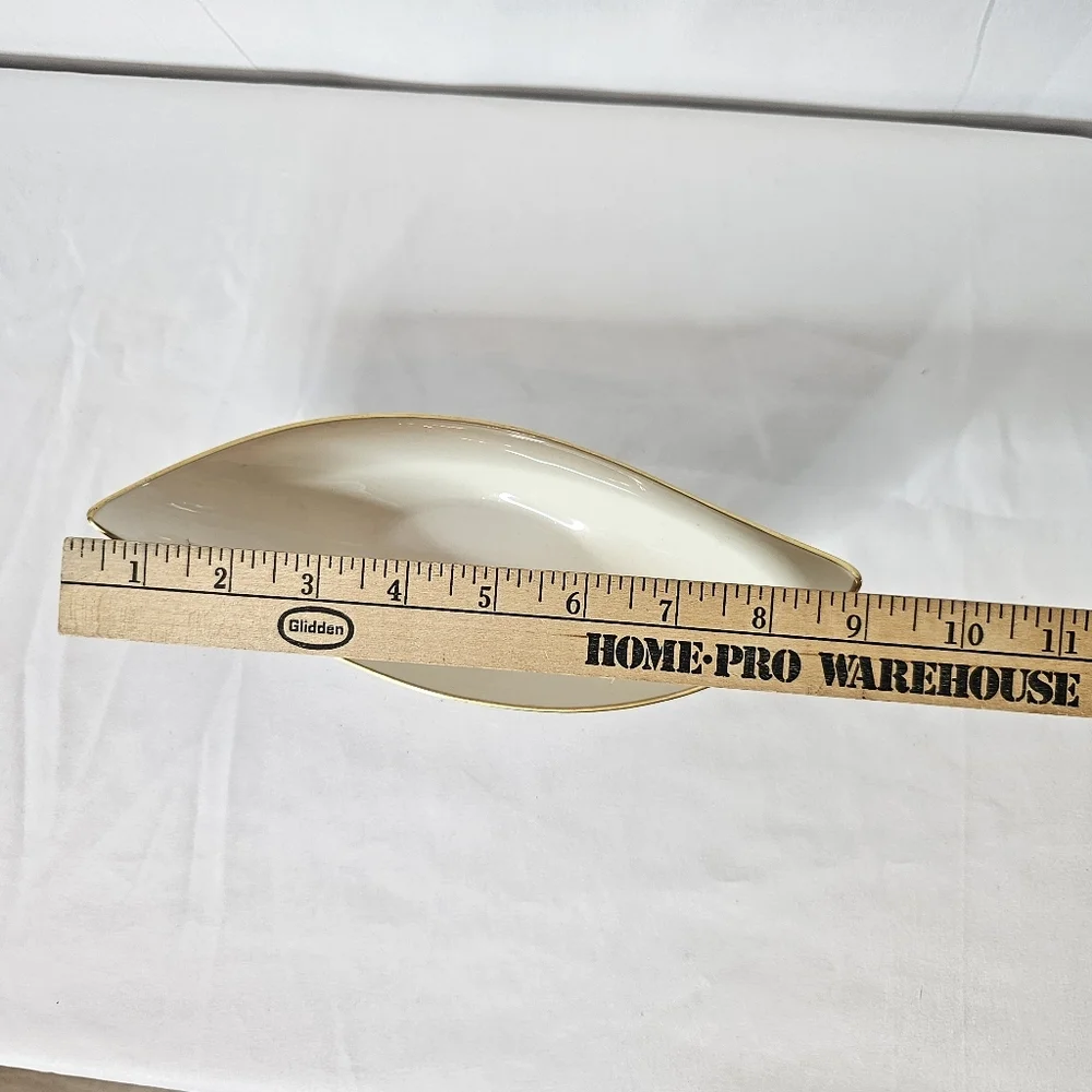 Vtg Lenox Ivory Porcelain Bowl With 24K Gold Trim Boat-Shaped Serving Dish - USA - Picture 7 of 8
